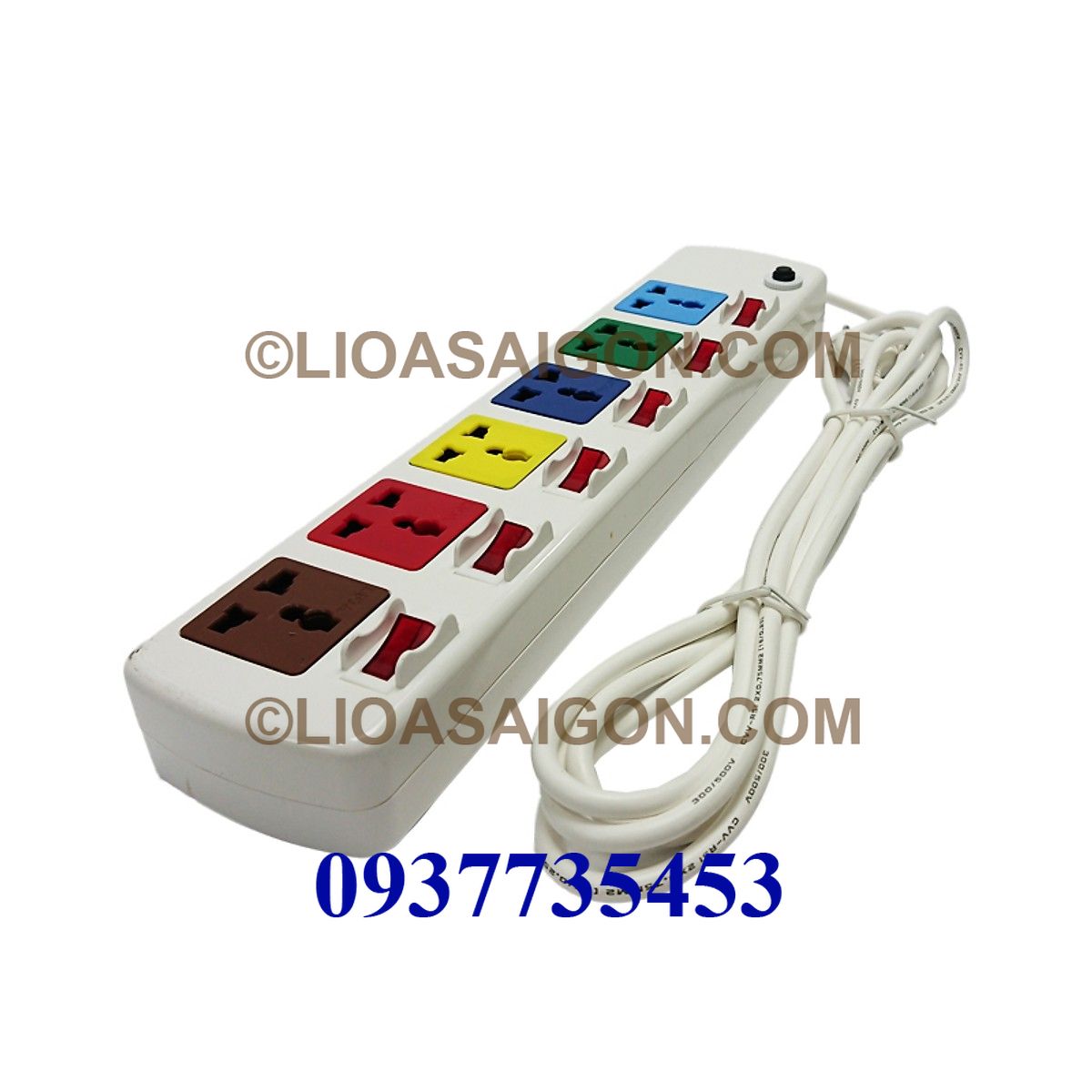Ổ cắm điện LiOA 6 lỗ 3 chấu 6 công tắt 6DOF33WN (Trắng)